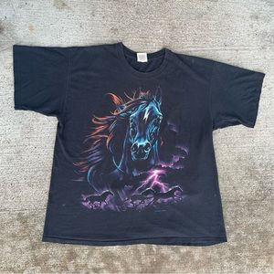 Vintage 90s Habitat Horse Lighting Graphic Single Stitch T-shirt Men’s XL Black
